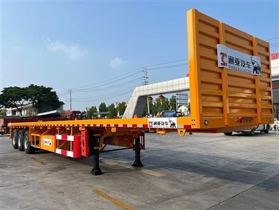 3 Axle Fuwa Flatbed Semi Trailer med stige