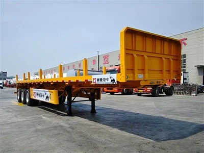 Side dump fladbed semi trailer